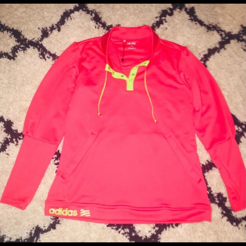 Adidas Golf Pink Lime Green Half Neck Jacket